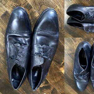 Black Leather Dress Shoe - Brogued